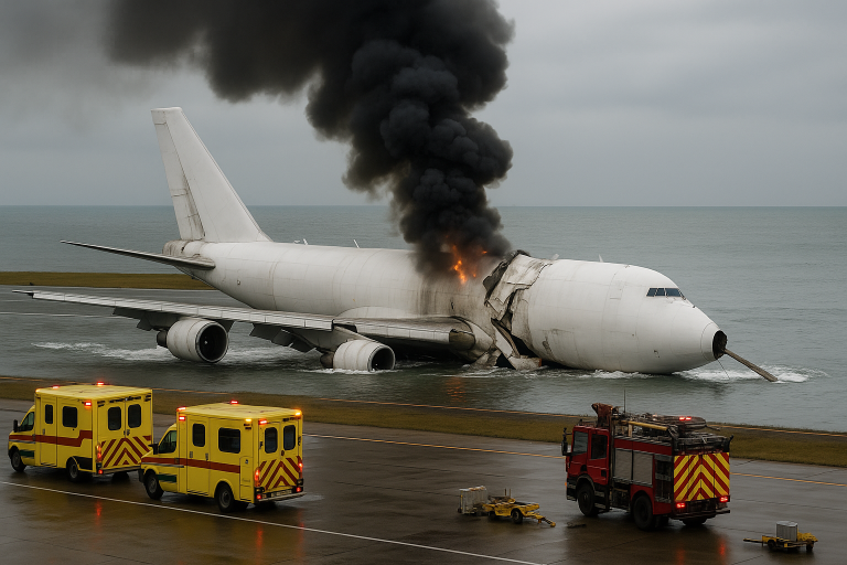 Two killed as Emirates cargo plane plunges into the sea in Hong Kong