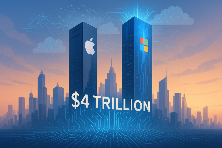 Apple vs Microsoft stock as both hit $4.0 trillion market cap