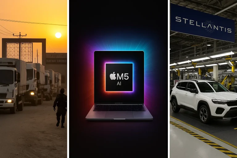 Evening digest: aid flows back into Gaza, Apple’s M5 chip, Stellantis $13B America bet